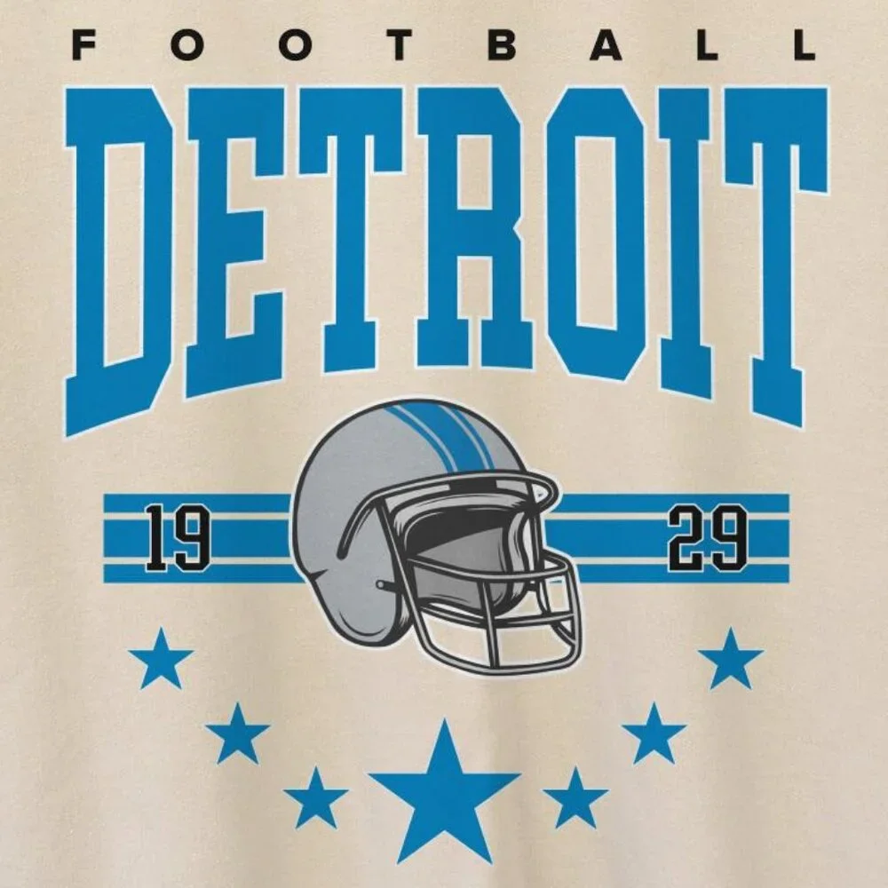 Vintage Detroit Football Sweatshirt, Retro 90s Detroit NFL Crewneck Pullover Fan - Picture 3 of 4